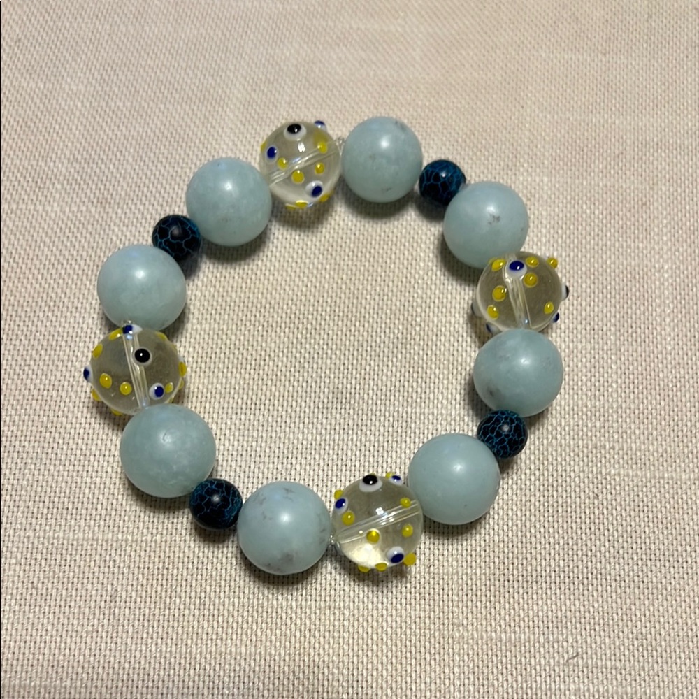 Elegant Blue and Yellow Beaded Bracelet with natural stones